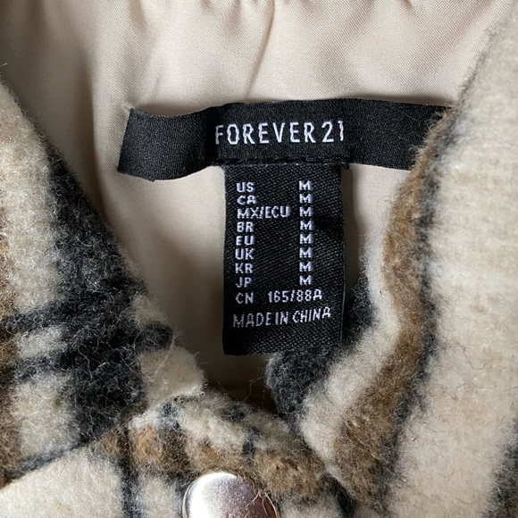 Forever 21 Multicolor Women's Oversized Plaid Flannel Jacket Size M - Picture 6 of 8